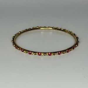 Golden and Pink Glitter Bangle Bracelet 8 1/4 Inches